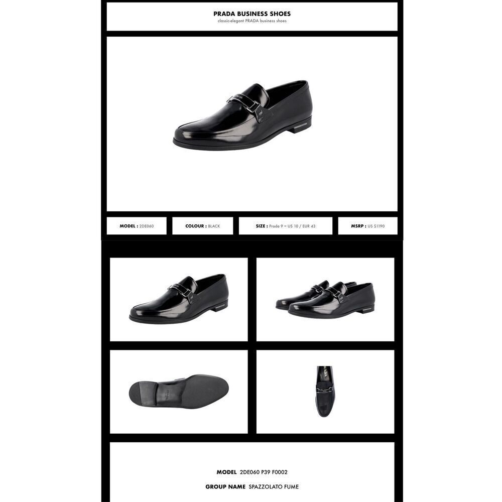 PRADA Leather Logo Loafer Slipper Dress Shoes US 10 - Picture 10 of 10
